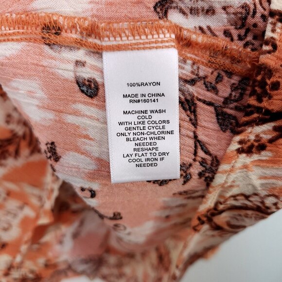Frye Peasant Blouse Womens Size Large Boho Floral Balloon Sleeve Button Up Top - Picture 10 of 13